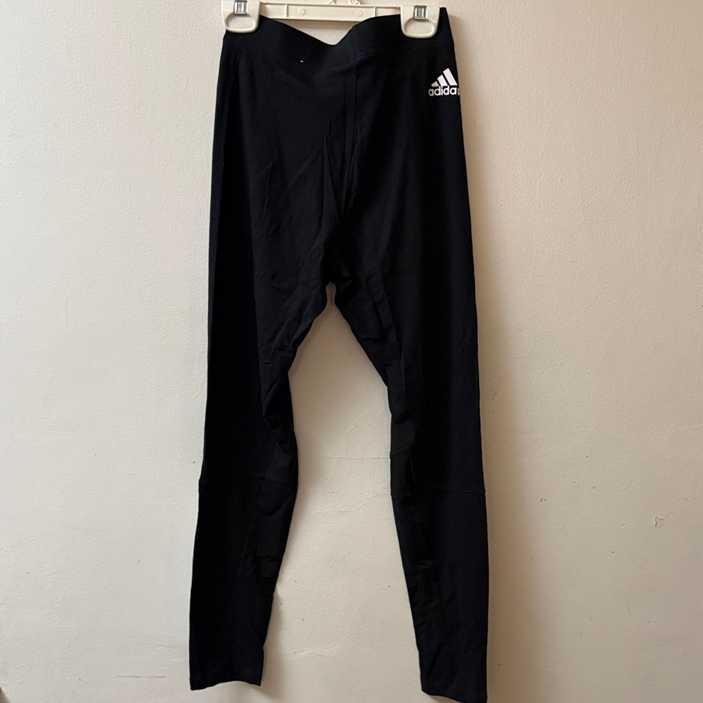 Adidas Black Leggings with White Logo - Picture 3 of 3